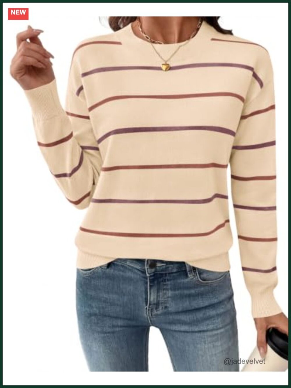 PRETTYGARDEN Women's Striped Pullover Sweater Loose Fit Crewneck Ribbed Knit